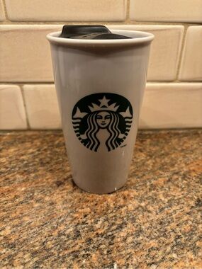 Starbucks Mug Tea Cup 2011 Logo Ceramic Travel 12 Oz White Tumbler NEW